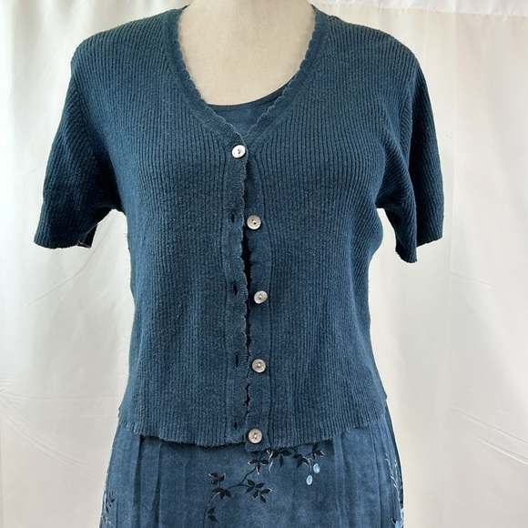 Vintage Darian Maxi Sleeveless Floral Dress with Cardigan Sweater Set Size 12 - Picture 5 of 16